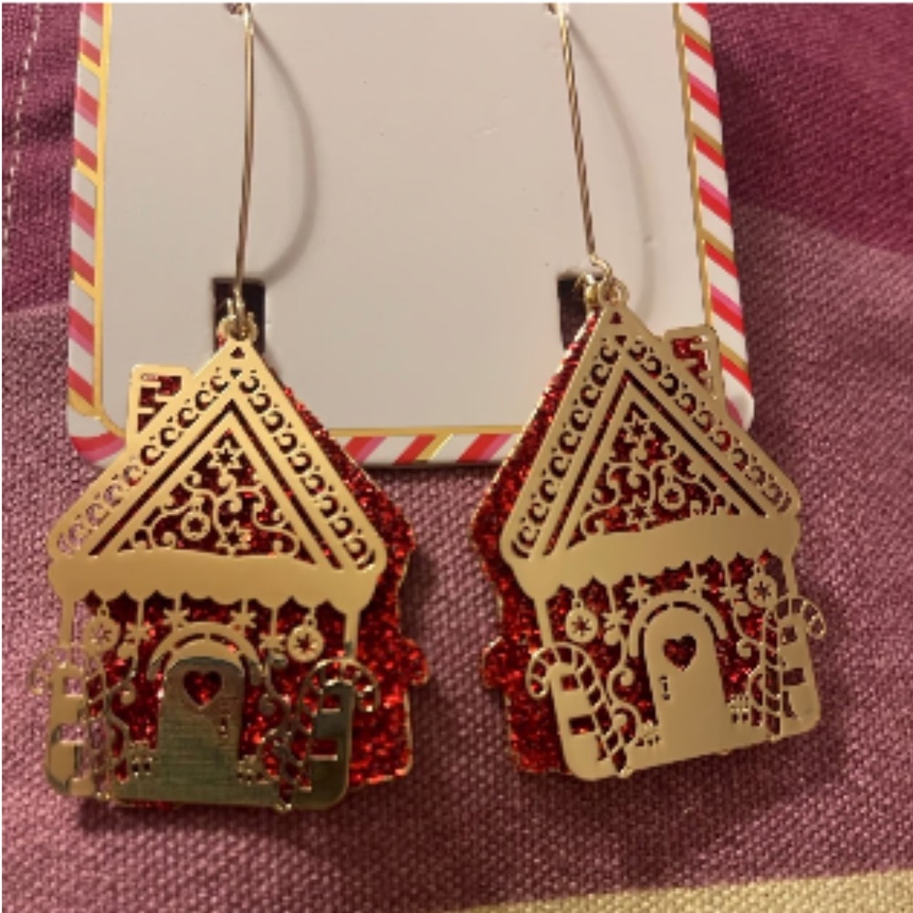 betsy johnson gingerbread house earrings